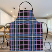 Plaid Apron – Blue & Lavender Checkered Kitchen エプロン