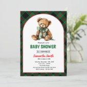 Plaid Bear Baby Shower invitation 招待状 (スタンド正面)