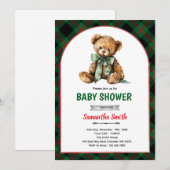 Plaid Bear Baby Shower invitation 招待状 (正面/裏面)