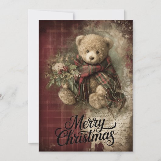 Plaid Bear & Holly Wishes シーズンカード (正面)