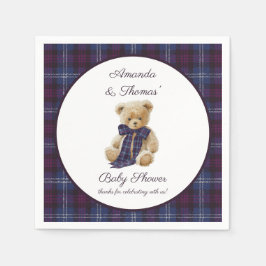 Plaid Bear Themed Baby Shower  スタンダードカクテルナプキン