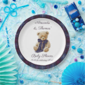 Plaid Bear Themed Baby Shower  ペーパープレート (パーティー)