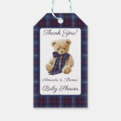Plaid Bear Themed Baby Shower Thank You ギフトタグ (正面)