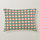 Plaid Beige Green Red Accent Pillow アクセントクッション (正面)