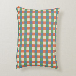 Plaid Beige Green Red Accent Pillow アクセントクッション