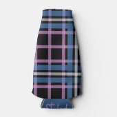 Plaid Beverage Cooler – Blue & Lavender Checkered  ボトルクーラー (正面)