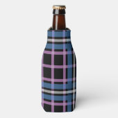 Plaid Beverage Cooler – Blue & Lavender Checkered  ボトルクーラー (ボトル正面)