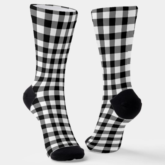 Plaid Black & White Initial Monogram ソックス (傾斜あり)