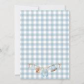 Plaid Blue Clothesline Western Rodeo 1st Birthday 招待状 (裏面)