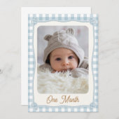 Plaid Blue First Rodeo月次バナーフラグカード 招待状 (正面/裏面)