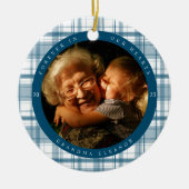 Plaid Blue Memorial 2枚の写真 セラミックオーナメント (正面)