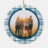 Plaid Blue Memorial 2枚の写真 セラミックオーナメント (裏面)