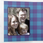 Plaid Blue Purpleシックな国素朴4写真 三つ折りクリスマスカード (内部最初)