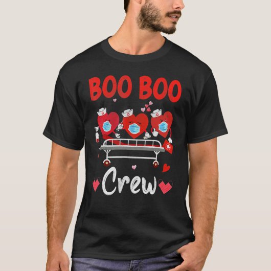Plaid Boo Boo Crew Valentine's Day Heart Nurse Wea Tシャツ (正面)