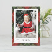 Plaid Border Christmas and New Year Photo Card シーズンカード (スタンド正面)