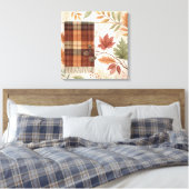 Plaid Botanical Fall Wall Art – Autumn Leaves  キャンバスプリント (インサイチュ (寝室))
