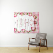 Plaid bow berry sweet baby shower backdrop  タペストリー (インサイチュ(横))