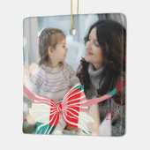 Plaid Bow Yearly Keepsake Photosクリスマス セラミックオーナメント (左)