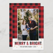 Plaid & Bright メリー Holiday Christmas Photo Card シーズンカード (正面/裏面)