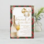  Plaid Brunch and Bubbly Gold Bridal Shower  招待状 (スタンド正面)