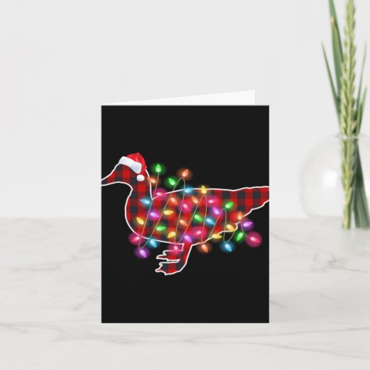 Plaid Buffalo Duck Christmas Pajamas Xmas Lights F カード (正面)