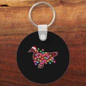 Plaid Buffalo Duck Christmas Pajamas Xmas Lights F キーホルダー (正面)