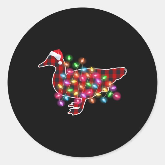 Plaid Buffalo Duck Christmas Pajamas Xmas Lights F ラウンドシール (正面)
