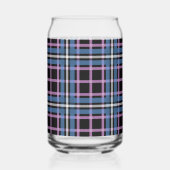 Plaid Can Glass – Blue & Lavender Checkered ガラス缶 (正面)