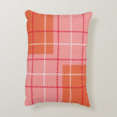 Plaid Checkered Fabric Pattern in pink, pale oran アクセントクッション (裏面(縦))