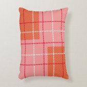 Plaid Checkered Fabric Pattern in pink, pale oran アクセントクッション (正面(垂直))