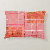Plaid Checkered Fabric Pattern in pink, pale oran アクセントクッション (裏面)