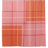 Plaid Checkered Fabric Pattern in pink,  pale oran シャワーカーテン (正面)
