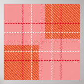 Plaid Checkered Fabric Pattern in pink,  pale oran ポスター (正面)