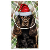 Plaid Chocolate Cocker Spaniel Christmas Dog  スモールペーパーバッグ (裏面)