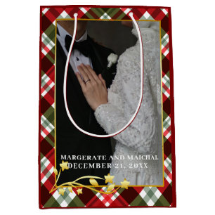 Plaid Christmas 1写真結婚したとメリー ミディアムペーパーバッグ