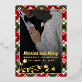 Plaid Christmas 2写真結婚したとメリー 箔シーズンカード (正面)