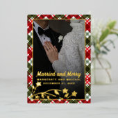 Plaid Christmas 2写真結婚したとメリー 箔シーズンカード (立ち正面)