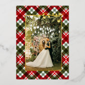 Plaid Christmas 2写真結婚したとメリー 箔シーズンカード (裏面)