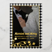 Plaid Christmas 2写真結婚したとメリー 箔シーズンカード (正面)