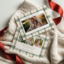 Plaid Christmas Card with Photo シーズンカード