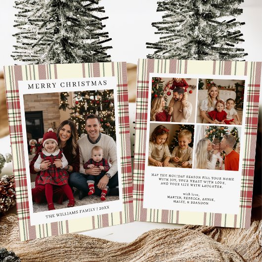 Plaid Christmas Card with Photo Holiday Card シーズンカード