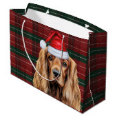 Plaid Christmas Cocker Spaniel Dog  ラージペーパーバッグ (裏面アングル)