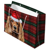 Plaid Christmas Cocker Spaniel Dog  ラージペーパーバッグ (正面アングル)