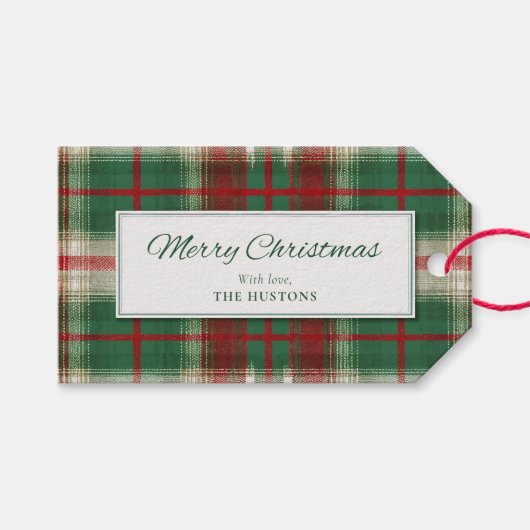 Plaid Christmas Holiday Gift Tag ギフトタグ (正面(横))