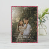 Plaid Christmas Married & Bright Rustic Boho Photo シーズンカード (スタンド正面)