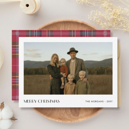 Plaid Christmas Minimalist家族素朴の写真 シーズンカード