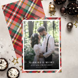 Plaid Christmas Photo 結婚した and メリー シーズンカード<br><div class="desc">私祝たちの"と"独占的クリスマスのあいさつメリーきカードと一緒に結婚したカップルとして結婚した、あなたの最初のフェスティバルのシーズン。大切な写真のフロントとセンターを飾るこのカードは、ホリデーシーズンの魔法と組合の喜びを美しく結び付ける。カードを裏返して永遠のプレイドデザインを明らかにし、あなたの心のこもった休日の挨拶に暖かさと伝統のtouchを追加する。愛の物語や休日の応援を家族や友人と共有するのに最適な、このカードは一緒にあなたの初めてのクリスマスのための必需品である。</div>