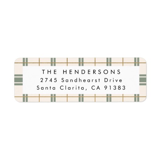 Plaid Christmas Return Address Label ラベル (正面)