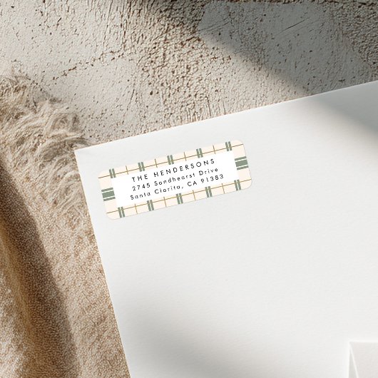 Plaid Christmas Return Address Label ラベル