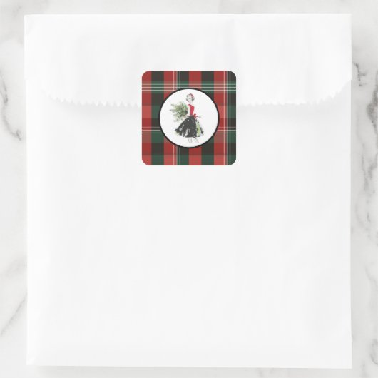 Plaid Christmas Sticker スクエアシール (バッグ)